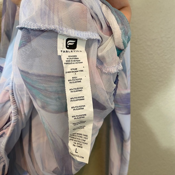 Fabletics Sheer Floral Mesh Draped Wrap Top - Picture 10 of 12